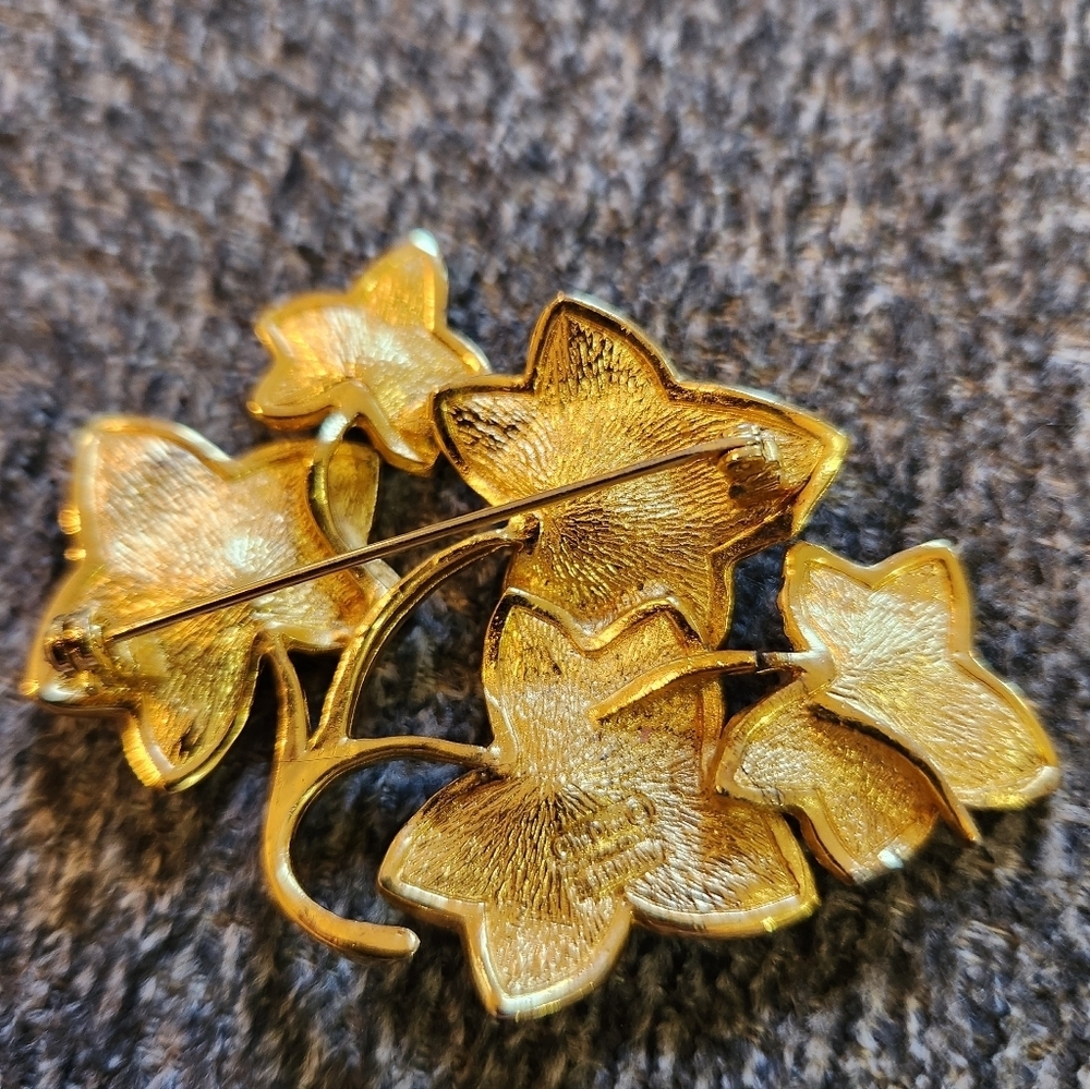 Christian Dior Vintage Gold Leaf Brooch Grosse - Picture 6 of 15